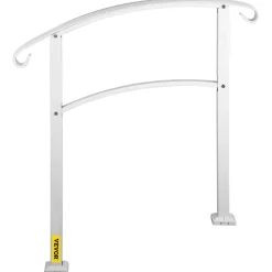 VEVOR 3-Step Handrails for Outdoor Steps Fits 1 or 3 Steps Matte White Stair Rail Wrought Iron Handrail with Installation Kit Hand Rails for Outdoor Step