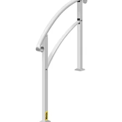 VEVOR 3-Step Handrails for Outdoor Steps Fits 1 or 3 Steps Matte White Stair Rail Wrought Iron Handrail with Installation Kit Hand Rails for Outdoor Step