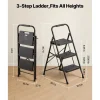 VEVOR 3 Step Ladder, Folding Step Stool with Wide Anti-Slip Pedal and Comfort Handgrip, Lightweight 600 lbs Capacity Portable Steel Ladder, Multi-Use for Kitchen, Home, Household and Office, Black
