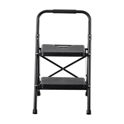 VEVOR 5 Step Ladder, Folding Step Stool with Wide Anti-Slip Pedal, Tool Tray, Dual Side Handrails, 600 lbs Capacity Portable Steel Ladder, Multi-Use for Kitchen, Home, Household and Office, Black