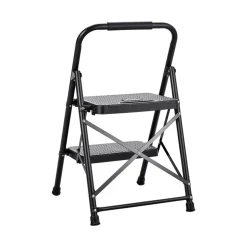 VEVOR 5 Step Ladder, Folding Step Stool with Wide Anti-Slip Pedal, Tool Tray, Dual Side Handrails, 600 lbs Capacity Portable Steel Ladder, Multi-Use for Kitchen, Home, Household and Office, Black