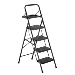 VEVOR 6 Step Ladder, Folding Step Stool with Wide Anti-Slip Pedal and Comfort Handgrip, 330 lbs Capacity Portable Aluminum Stepladder, Multi-Use for Kitchen, Warehouse, Household and Office, Silver