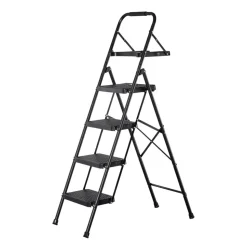 VEVOR 6 Step Ladder, Folding Step Stool with Wide Anti-Slip Pedal and Comfort Handgrip, 330 lbs Capacity Portable Aluminum Stepladder, Multi-Use for Kitchen, Warehouse, Household and Office, Silver