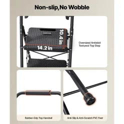 VEVOR 6 Step Ladder, Folding Step Stool with Wide Anti-Slip Pedal and Comfort Handgrip, 330 lbs Capacity Portable Aluminum Stepladder, Multi-Use for Kitchen, Warehouse, Household and Office, Silver