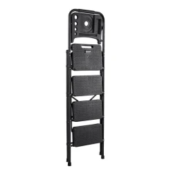 VEVOR 6 Step Ladder, Folding Step Stool with Wide Anti-Slip Pedal and Comfort Handgrip, 330 lbs Capacity Portable Aluminum Stepladder, Multi-Use for Kitchen, Warehouse, Household and Office, Silver