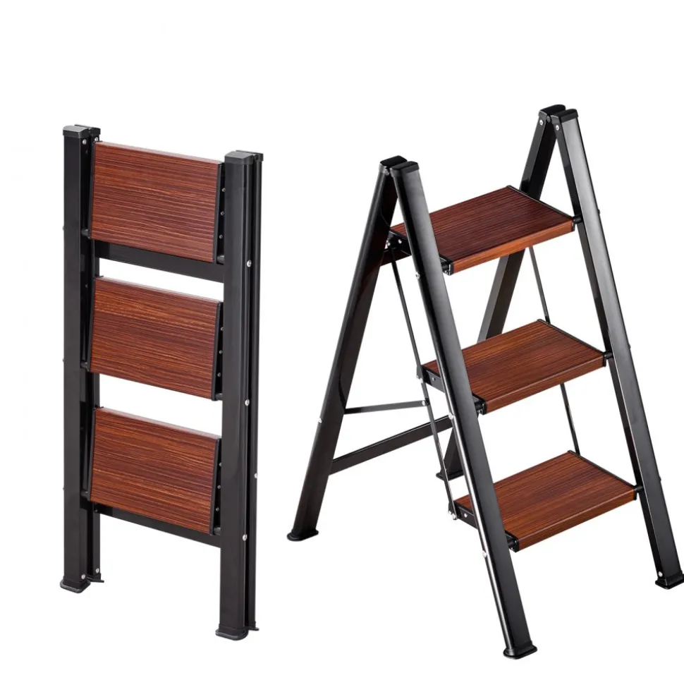 VEVOR 3 Step Ladder, Folding Step Stool with Wide Anti-Slip Pedal and Comfort Handgrip, Lightweight 330 lbs Capacity Portable Aluminum Plant Support, Multi-Use for Adults, Home Repairing, Cleaning