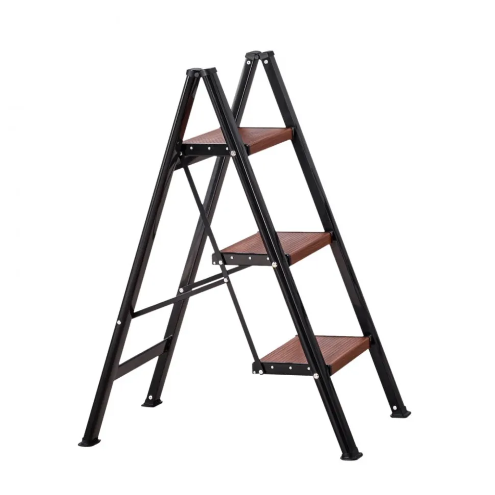 VEVOR 3 Step Ladder, Folding Step Stool with Wide Anti-Slip Pedal and Comfort Handgrip, Lightweight 330 lbs Capacity Portable Aluminum Plant Support, Multi-Use for Adults, Home Repairing, Cleaning