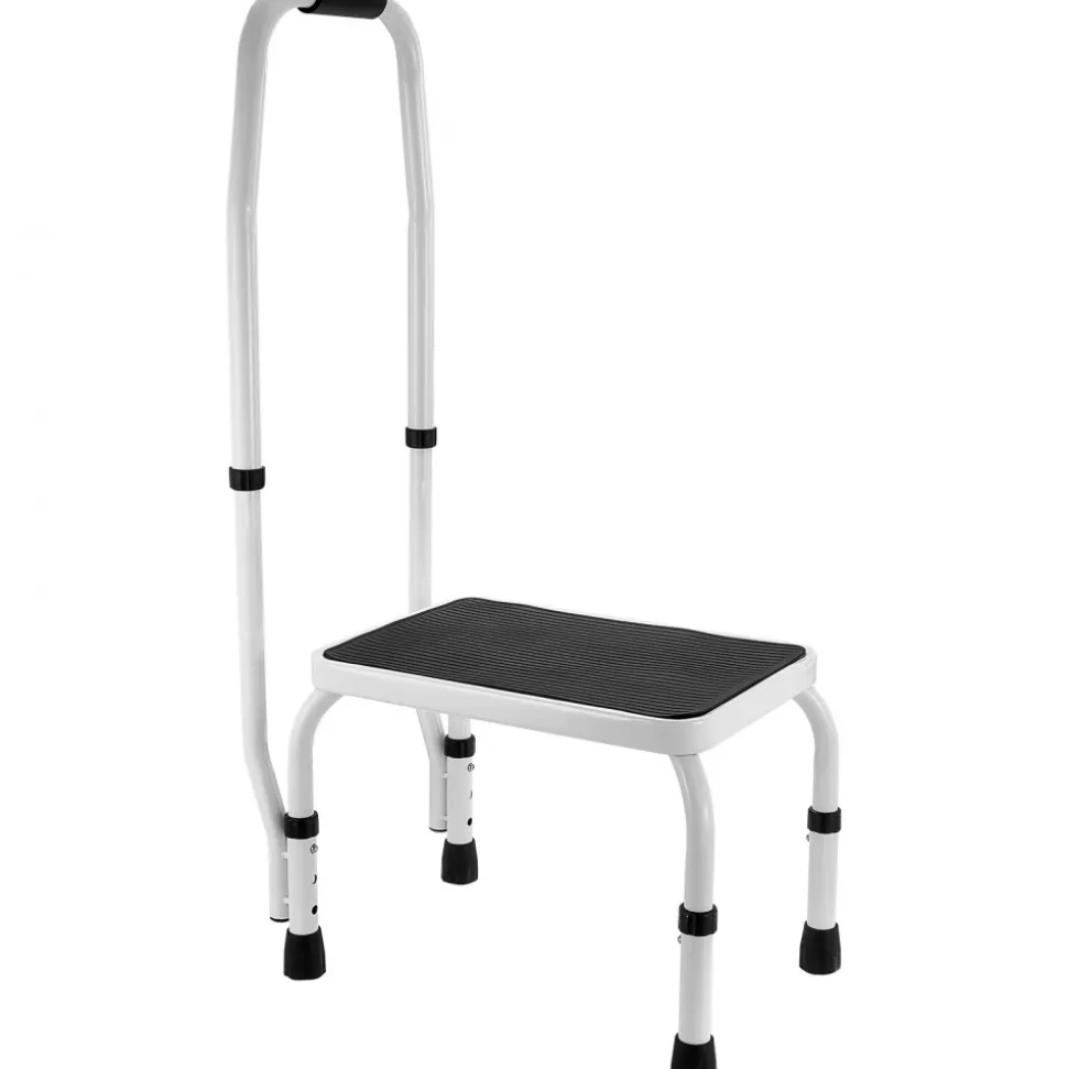 VEVOR Step Stool 1-Step 330lbs Capacity, 3 Adjustable Height with Handle Steel Step Ladder, Portable Toddler Step Stools for Adults, Non-Slip Sturdy Step Ladders for Office, RVs, Pets