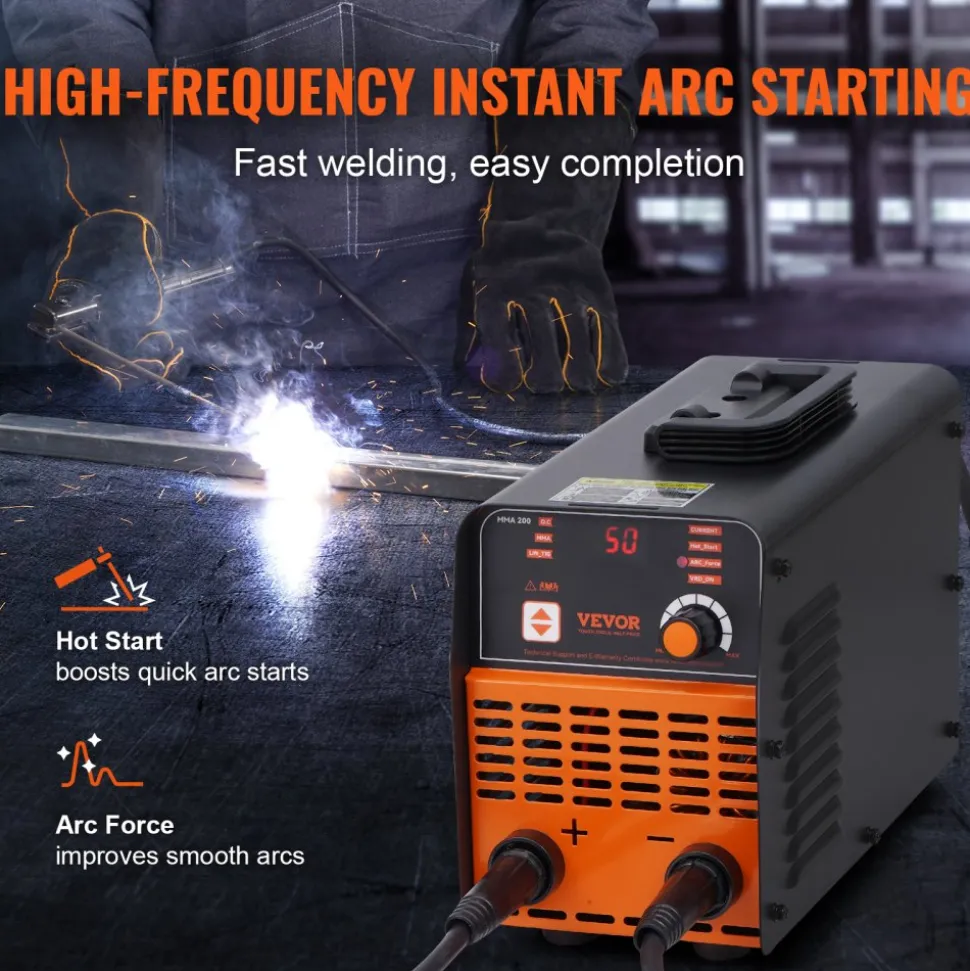 VEVOR Stick Welder, 200A ARC/Lift TIG 2-IN-1 Welding Machine with IGBT Inverter 110V/220V Portable MMA Welder Machine with Hot Start, Arc force and Anti-Stick
