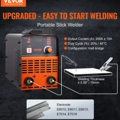 VEVOR Stick Welder, 200A ARC/Lift TIG 2-IN-1 Welding Machine with IGBT Inverter 110V/220V Portable MMA Welder Machine with Hot Start, Arc force and Anti-Stick