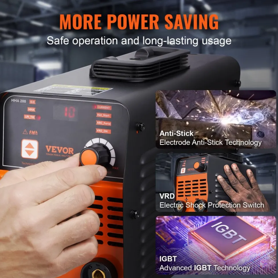 VEVOR Stick Welder, 200A ARC/Lift TIG 2-IN-1 Welding Machine with IGBT Inverter 110V/220V Portable MMA Welder Machine with Hot Start, Arc force and Anti-Stick
