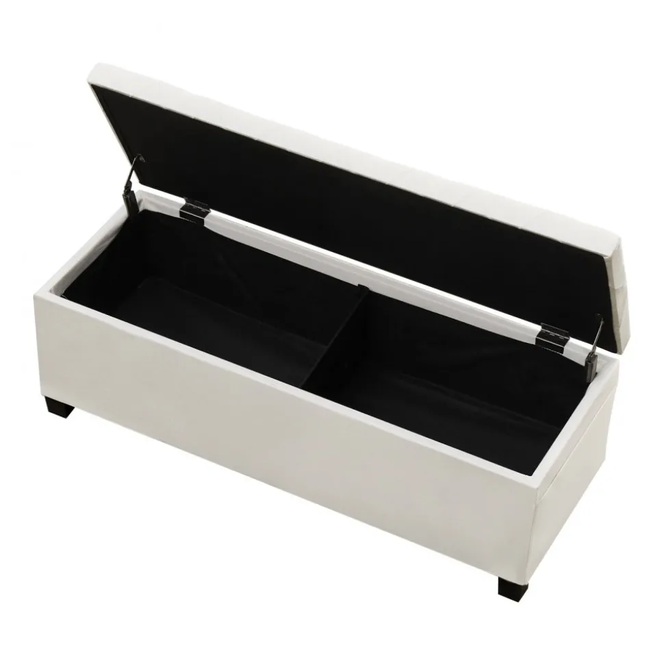 VEVOR Storage Ottoman Bench, Button-Tufted End of Bed Bench with Side Bags, Flip-up Upholstered Storage Chest with Metal Frame, Linen Bed Ottoman for Living Room, Bedroom, Entryway, Office, Beige