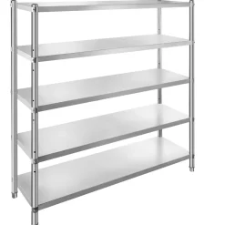 VEVOR Storage Shelf, 5-Tier Storage Shelving Unit, Stainless Steel Garage Shelf, 70.9 x 17.7 x 70.9 inch Heavy Duty Storage Shelving, 1650 Lbs Total Capacity with Adjustable Height