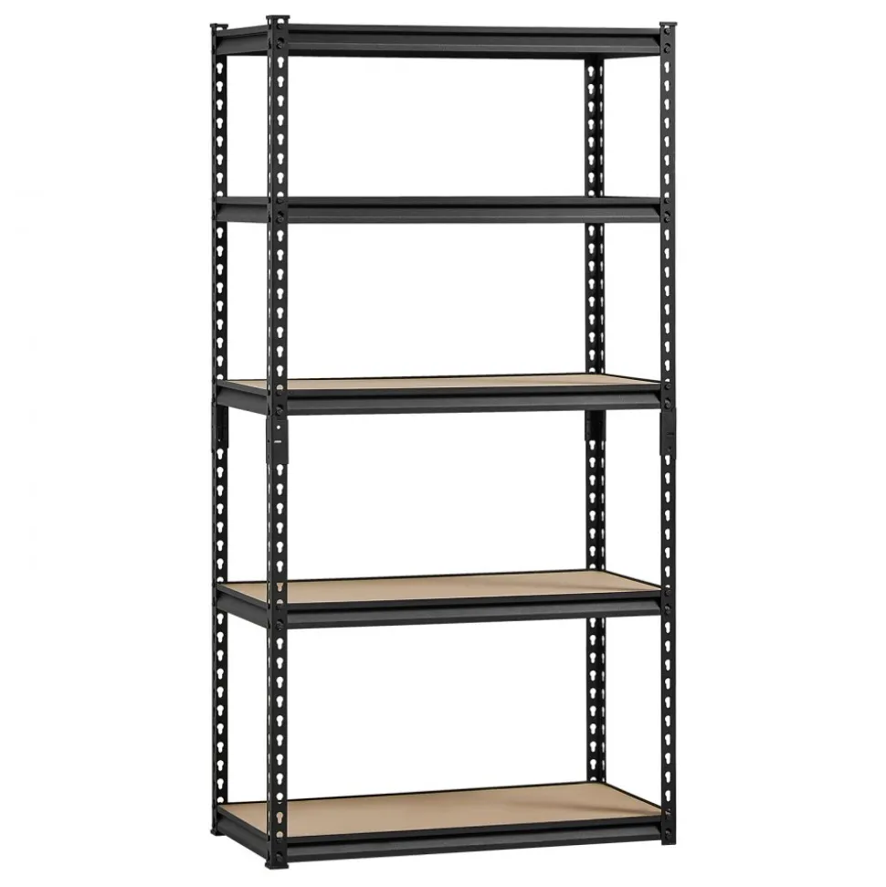 VEVOR Storage Shelves, 2000 lbs, 5 Tier Garage Storage Shelving, 16" D x 32" W x 62.8" H Adjustable Metal Shelves for Garage Shelves Utility Rack Shelf, Ideal for Kitchen, Warehouse, Basement, Black