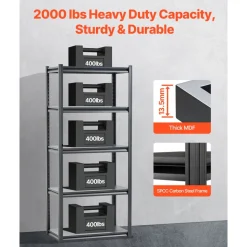 VEVOR Storage Shelves, 2000 lbs, 5 Tier Garage Storage Shelving, 18