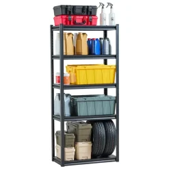 VEVOR Storage Shelves, 2000 lbs, 5 Tier Garage Storage Shelving, 16" D x 32" W x 72" H Adjustable Metal Shelves for Garage Shelves Utility Rack Shelf, Ideal for Kitchen, Warehouse, Basement, Black