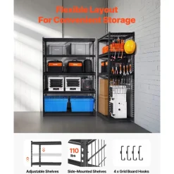 VEVOR Storage Shelves, 2400 lbs, 4 Tier Heavy Duty Garage Shelving, 20" D x 40" W x 60" H Adjustable Metal Shelves for Industrial Shelving Unit Utility Shelf, for Kitchen, Warehouse, Basement, Orange