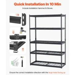 VEVOR Storage Shelves, 3000 lbs, 5 Tier Heavy Duty Garage Shelving, 20