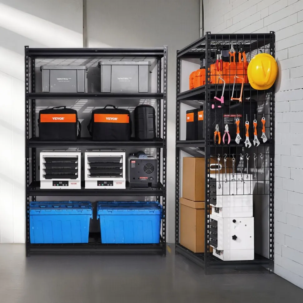 VEVOR Storage Shelves, 3000 lbs, 5 Tier Heavy Duty Garage Shelving, 20" D x 48" W x 72" H Adjustable Metal Shelves for Industrial Shelving Unit Utility Shelf, for Kitchen, Warehouse, Basement, Black