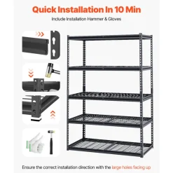 VEVOR Storage Shelves, 3000 lbs, 5 Tier Heavy Duty Garage Shelving, 24