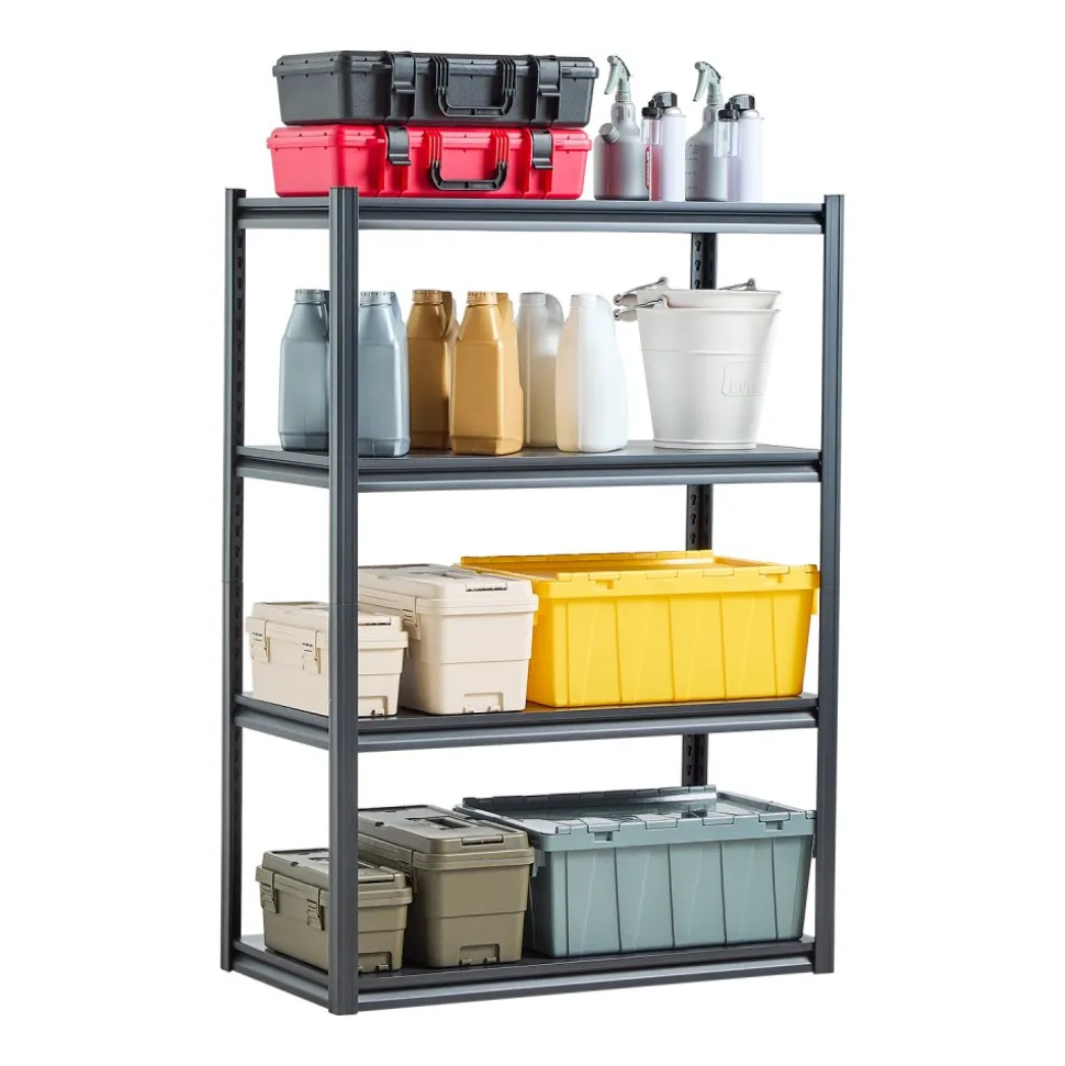 VEVOR Storage Shelves, 2400 lbs, 4 Tier Garage Storage Shelving, 20" D x 40" W x 57" H Adjustable Metal Shelves for Garage Shelves Utility Rack Shelf, Ideal for Kitchen, Warehouse, Basement, Black