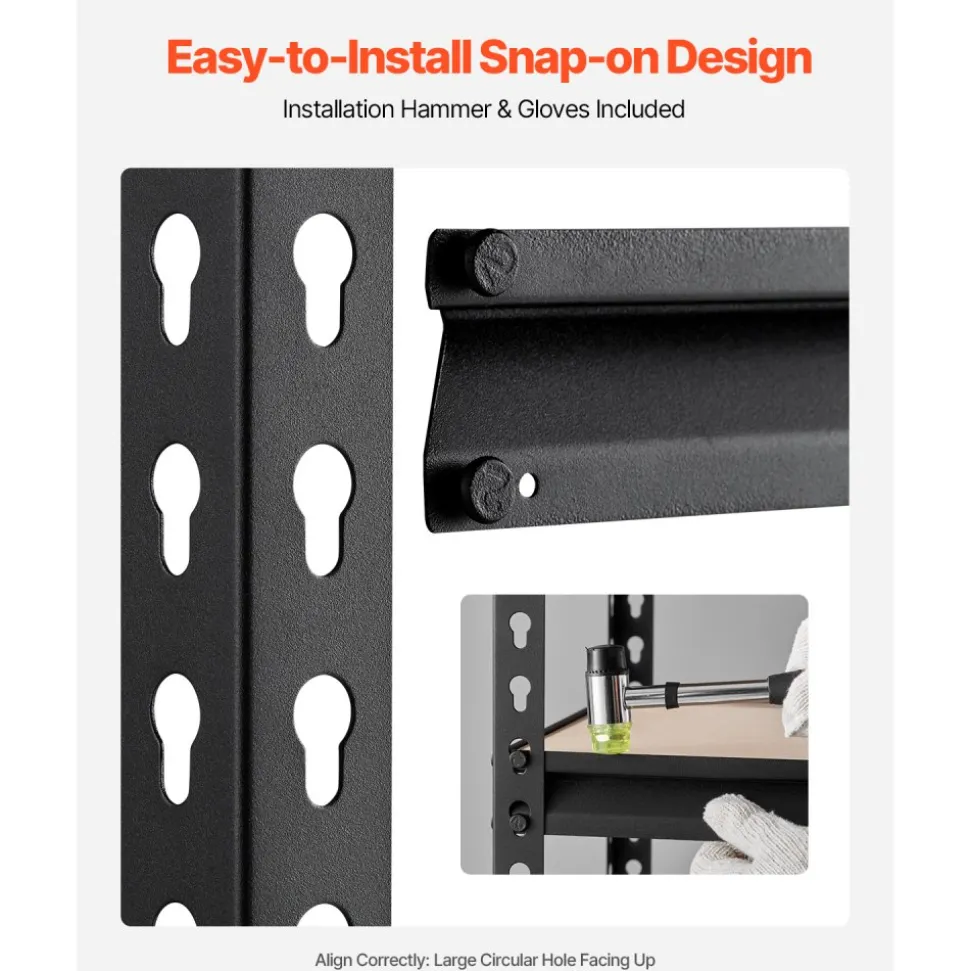 VEVOR Storage Shelves, 2000 lbs, 5 Tier Garage Storage Shelving, 16" D x 36" W x 71.4" H Adjustable Metal Shelves for Garage Shelves Utility Rack Shelf, Ideal for Kitchen, Warehouse, Basement, Black