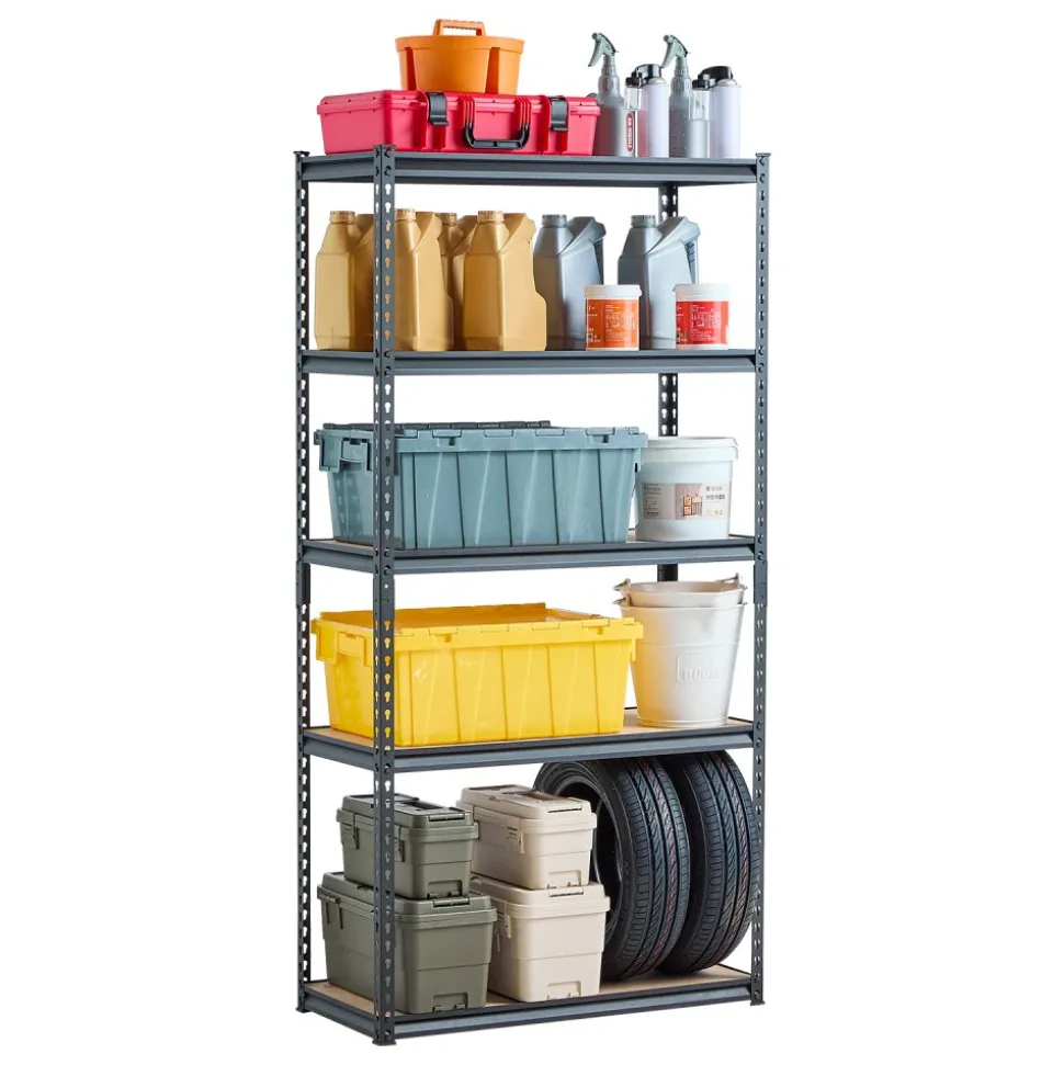 VEVOR Storage Shelves, 2000 lbs, 5 Tier Garage Storage Shelving, 16" D x 36" W x 71.4" H Adjustable Metal Shelves for Garage Shelves Utility Rack Shelf, Ideal for Kitchen, Warehouse, Basement, Black