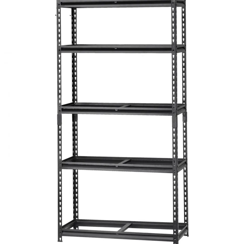 VEVOR Storage Shelves, 2000 lbs, 5 Tier Heavy Duty Garage Shelving, 16" D x 36" W x 72" H Adjustable Metal Shelves for Industrial Shelving Unit Utility Shelf, for Kitchen, Warehouse, Basement, Black