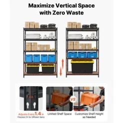 VEVOR Storage Shelves, 5-Tier Adjustable, 3000 lbs Capacity, Heavy Duty Garage Storage Shelving Unit, Metal Utility Rack Shelf, for Garage Workshop Warehouse Basement, 48.35" W x 24.37" D x 71.38" H