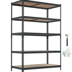 VEVOR Storage Shelves, 5-Tier Adjustable, 3000 lbs Capacity, Heavy Duty Garage Storage Shelving Unit, Metal Utility Rack Shelf, for Garage Workshop Warehouse Basement, 48.35