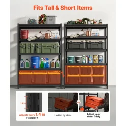 VEVOR Storage Shelves, 5-Tier Adjustable, 2500 lbs Capacity, Heavy Duty Garage Storage Shelving Unit, Metal Utility Rack Shelf, for Garage Warehouse Basement Kitchen, 48.43