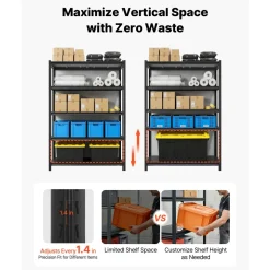 VEVOR Storage Shelves, 5-Tier Adjustable, 3000 lbs Capacity, Heavy Duty Garage Storage Shelving Unit, Metal Utility Rack Shelf, for Garage Workshop Warehouse Basement, 48.43