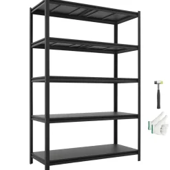 VEVOR Storage Shelves, 5-Tier Adjustable, 3000 lbs Capacity, Heavy Duty Garage Storage Shelving Unit, Metal Utility Rack Shelf, for Garage Workshop Warehouse Basement, 48.43
