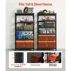 VEVOR Storage Shelves, 5-Tier Adjustable, 3000 lbs Capacity, Heavy Duty Garage Storage Shelving Unit, Metal Utility Rack Shelf, for Garage Warehouse Basement Kitchen, 36.42" W x 16.42" D x 71.38" H