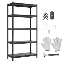 VEVOR Storage Shelves, 5-Tier Adjustable, 2000 lbs Capacity, Heavy Duty Garage Storage Shelving Unit, Metal Utility Rack Shelf, for Kitchen Pantry Basement Bathroom, 28.35