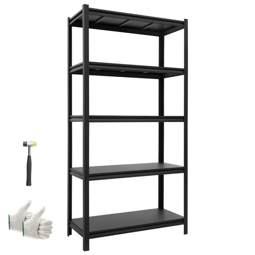 VEVOR Storage Shelves, 5-Tier Adjustable, 2000 lbs Capacity, Heavy Duty Garage Storage Shelving Unit, Metal Utility Rack Shelf, for Kitchen Pantry Basement Bathroom, 28.35" W x 12.17" D x 59.84" H