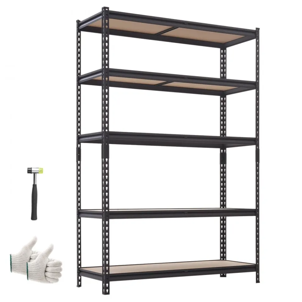 VEVOR Storage Shelves, 5-Tier Adjustable, 2000 lbs Capacity, Heavy Duty Garage Storage Shelving Unit, Metal Utility Rack Shelf, for Garage Warehouse Basement Kitchen, 48.35" W x 18.07" D x 71.38" H