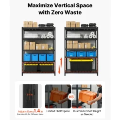 VEVOR Storage Shelves, 5-Tier Adjustable, 3000 lbs Capacity, Heavy Duty Garage Storage Shelving Unit, Metal Utility Rack Shelf, for Garage Workshop Warehouse Basement, 48.43" W x 24.53" D x 71.38" H