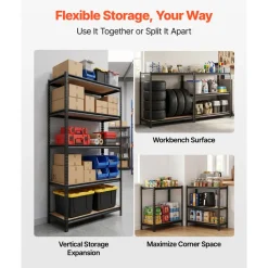 VEVOR Storage Shelves, 5-Tier Adjustable, 2000 lbs Capacity, Heavy Duty Garage Storage Shelving Unit, Metal Utility Rack Shelf, for Garage Warehouse Basement Kitchen, 36.34