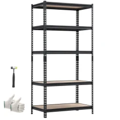 VEVOR Storage Shelves, 5-Tier Adjustable, 2000 lbs Capacity, Heavy Duty Garage Storage Shelving Unit, Metal Utility Rack Shelf, for Garage Warehouse Basement Kitchen, 36.34" W x 16.34" D x 71.38" H