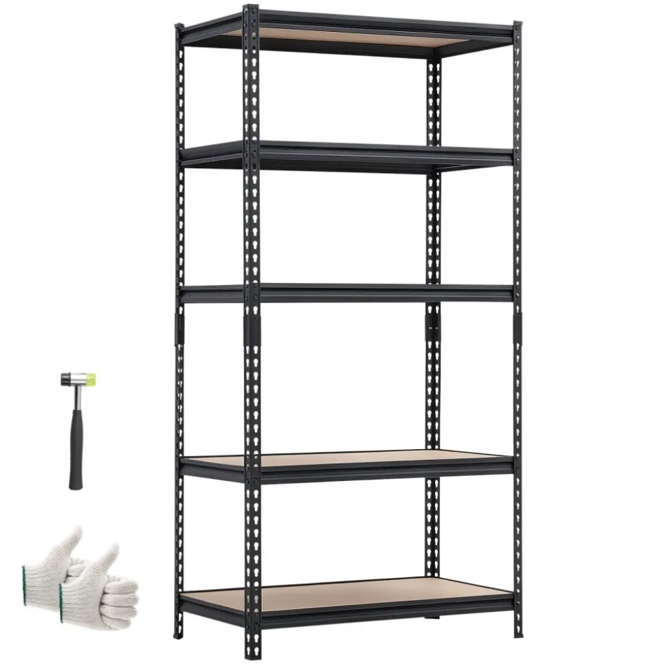 VEVOR Storage Shelves, 5-Tier Adjustable, 2000 lbs Capacity, Heavy Duty Garage Storage Shelving Unit, Metal Utility Rack Shelf, for Garage Warehouse Basement Kitchen, 36.34" W x 16.34" D x 71.38" H
