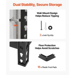 VEVOR Storage Shelves, 5-Tier Adjustable, 2000 lbs Capacity, Heavy Duty Garage Storage Shelving Unit, Metal Utility Rack Shelf, for Garage Warehouse Basement Kitchen, 36.34
