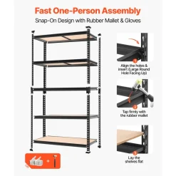 VEVOR Storage Shelves, 5-Tier Adjustable, 2500 lbs Capacity, Heavy Duty Garage Storage Shelving Unit, Metal Utility Rack Shelf, for Garage Warehouse Basement Kitchen, 40.35" W x 20.35" D x 71.38" H