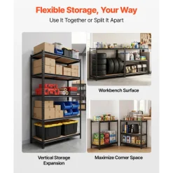 VEVOR Storage Shelves, 5-Tier Adjustable, 2500 lbs Capacity, Heavy Duty Garage Storage Shelving Unit, Metal Utility Rack Shelf, for Garage Warehouse Basement Kitchen, 40.35