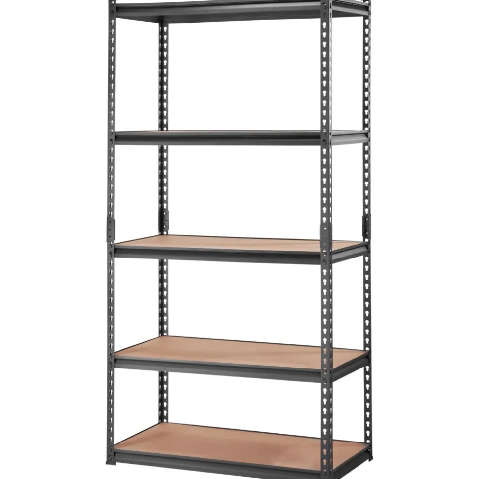 VEVOR Storage Shelving Unit, 5-Tier Adjustable, 2000 lbs Capacity, Heavy Duty Garage Shelves Metal Organizer Utility Rack, Black, 35" L x 18" W x 71" H for Kitchen Pantry Basement Bathroom Laundry