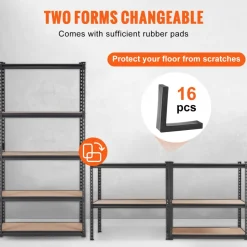 VEVOR Storage Shelving Unit, 5-Tier Adjustable, 2000 lbs Capacity, Heavy Duty Garage Shelves Metal Organizer Utility Rack, Black, 35