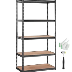 VEVOR Storage Shelving Unit, 5-Tier Adjustable, 2000 lbs Capacity, Heavy Duty Garage Shelves Metal Organizer Utility Rack, Black, 35