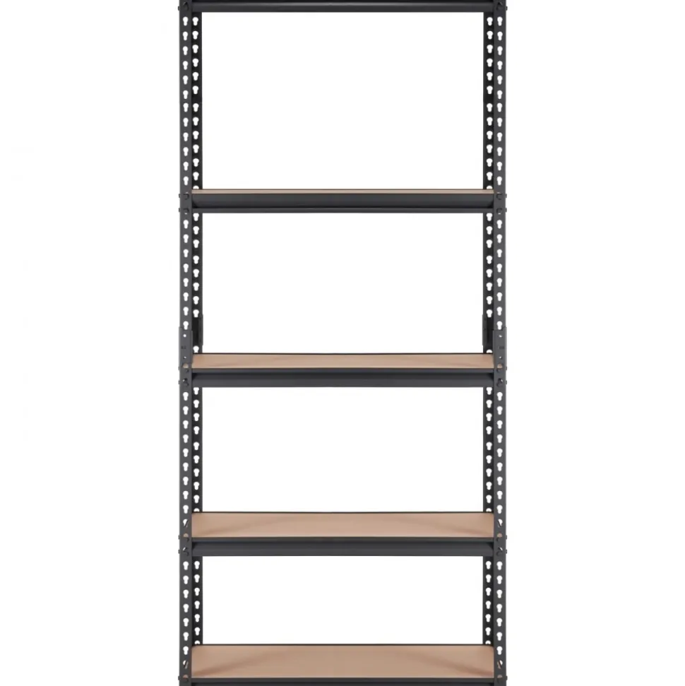 VEVOR Storage Shelving Unit, 5-Tier Adjustable, 2000 lbs Capacity, Heavy Duty Garage Shelves Metal Organizer Utility Rack, Black, 35" L x 18" W x 71" H for Kitchen Pantry Basement Bathroom Laundry