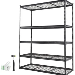 VEVOR Storage Shelving Unit, 5-Tier Adjustable, 2000 lbs Capacity, Heavy Duty Garage Shelves Metal Organizer Wire Rack, Black, 60