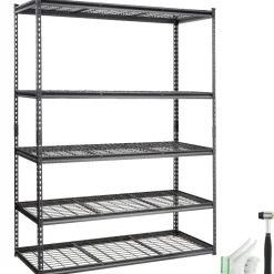 VEVOR Storage Shelving Unit, 5-Tier Adjustable, 2000 lbs Capacity, Heavy Duty Garage Shelves Metal Organizer Wire Rack, Black, 60